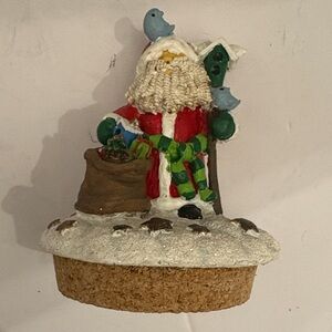 Santa Claus Figurine with Birds Candle Topper